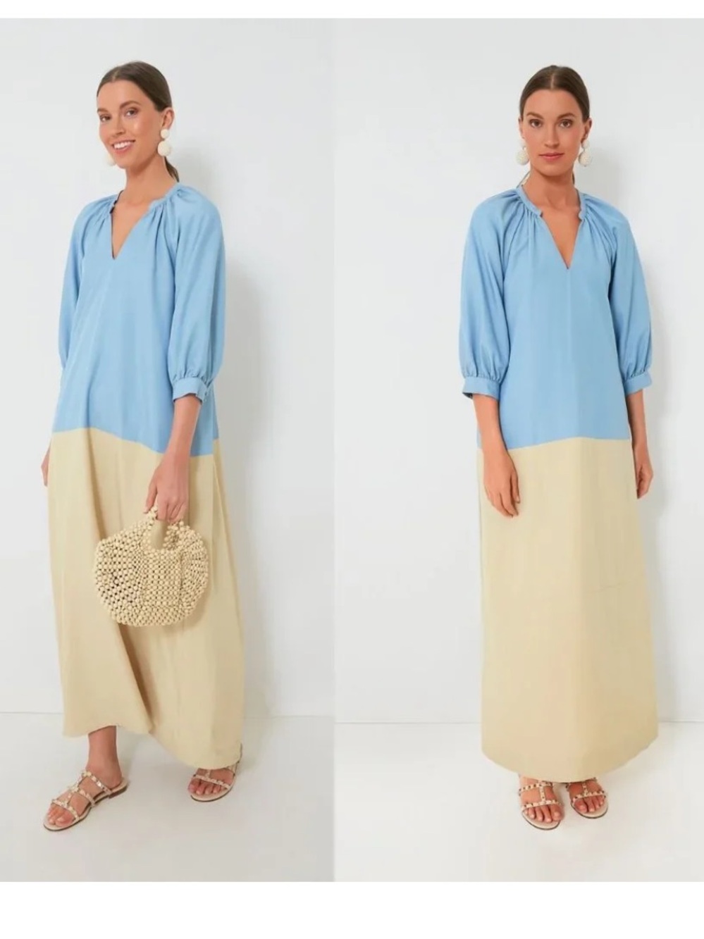 POMANDER PLACE Blue‎ Sandstone and Sky Gemma Colorblock Maxi Dress Sz XS